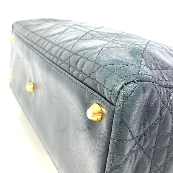 CHRISTIAN DIOR Cannage Bag 2WAY/shoulder bag Hand Bag Black GoldHardware - Picture 8 of 15